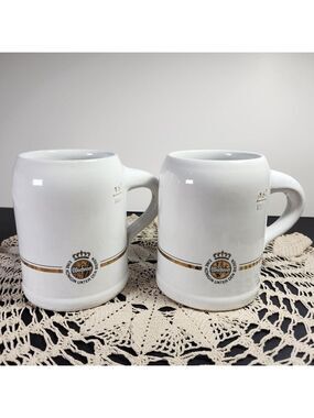 Warsteiner German Beer Stein Mug 0.5L White Ceramic Lot of 2 Vintage